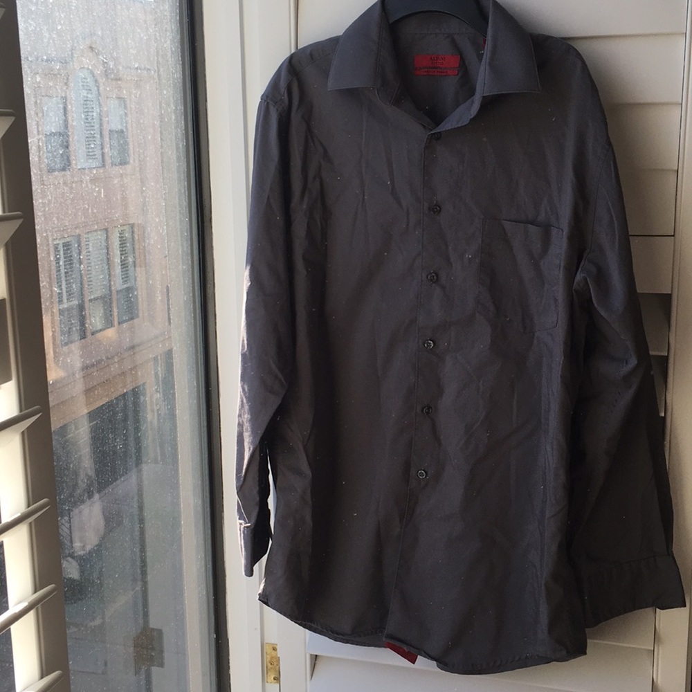 Gray Fitted Stretch Button Down Long Sleeve Shirt - image 1